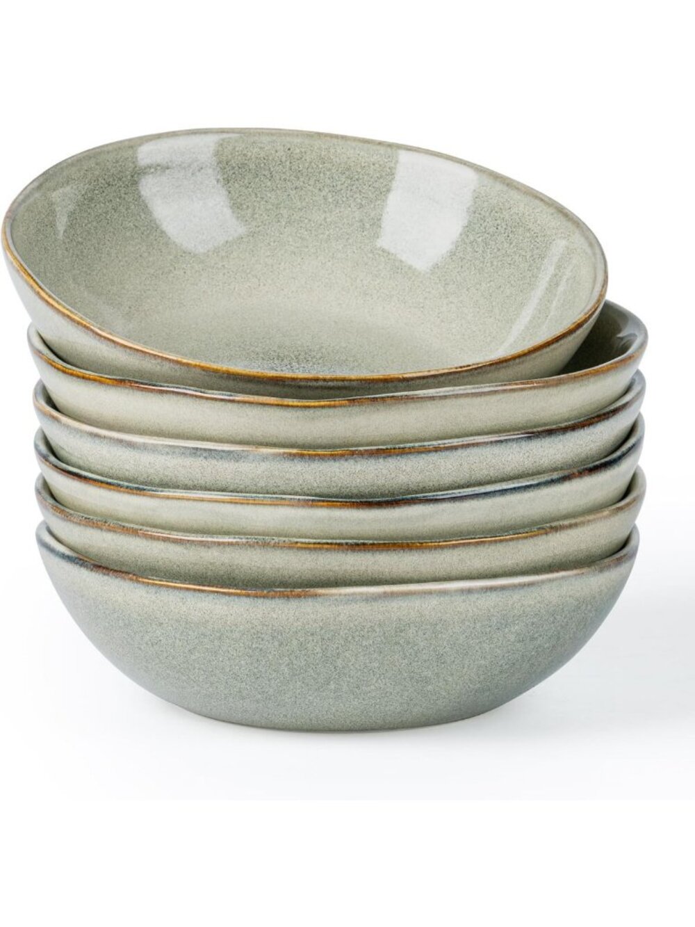 Handmade Ceramic Cereal Bowls Set of 6, 24 oz Stoneware for Soup & Salad